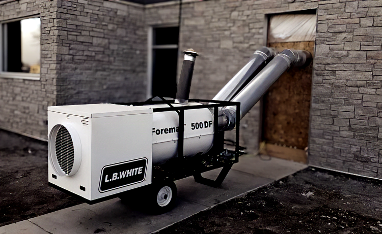 indirect fired heater, diesel in use on construction site.